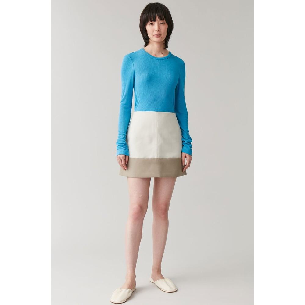 COS NWT Turned Up Hem Skirt Sz US 10 Beige Brown Tiny Dirt Spot MSRP $110